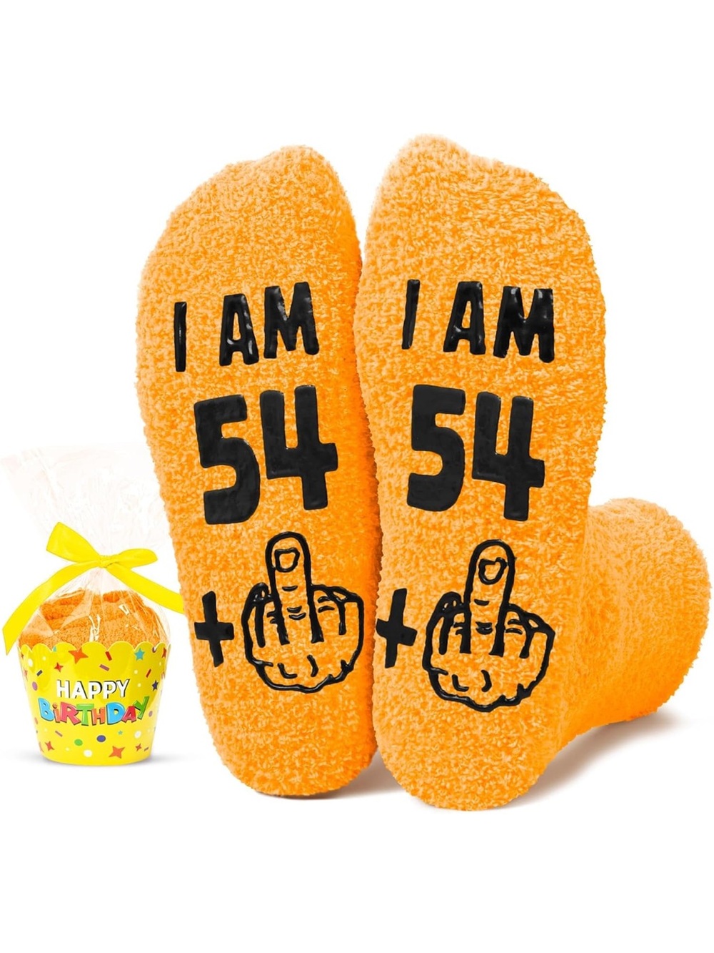 HAPPYPOP Funny Birthday Gifts - Fuzzy 55 Year Old Socks for Woman Man